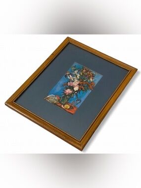 Joffrin Bouquet of Peonies Vintage Framed Floral Print Art Artwork Cottagecore